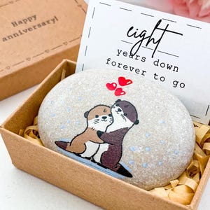 Presente personalizado de 8º aniversário de lontra para ela e ele, presente exclusivo de aniversário de bronze de 8 anos de casamento para marido e mulher, casal