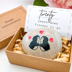 Presente personalizado de 20º aniversário de pinguim para casal, marido e mulher, presentes de 20º aniversário de casamento para pais, ele e ela, aniversário de 20 anos