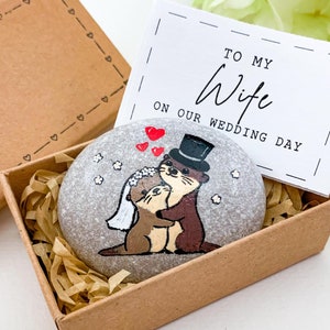 Regalo personalizado del novio a la novia Para mi esposa en la tarjeta del día de nuestra boda, regalo de nutria para la nueva esposa de mi esposo, futuro prometido, recuerdo