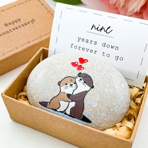 Regalo personalizado de nutria para el noveno aniversario de bodas para su esposo, regalo de noveno aniversario para su esposo, esposa y ella, tarjeta del noveno aniversario