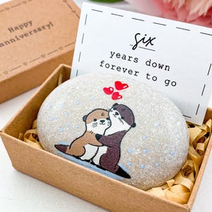 Gepersonaliseerde otterrots cadeau 6e huwelijksverjaardag voor hem echtgenoot Zes 6-jarig jubileumkaart IJzeren 6e verjaardagscadeau voor haar vrouw