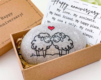 Personalised sheep couple 7th anniversary gift for her wife him husband men, 7 years wedding anniversary card ewe Wool anniversary gift idea