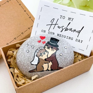 Gepersonaliseerde man als cadeau trouwdag, aan mijn man op onze trouwdagkaart Bruidegom cadeau van bruid Toekomstige echtgenoot cadeau Otter helft