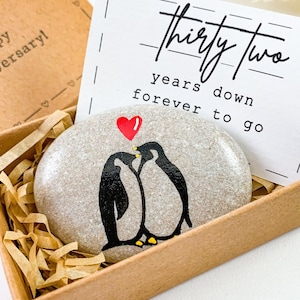 Personalized 32nd wedding anniversary gifts for him 32 year anniversary present for her 32 years marriage gift for husband wife penguin card