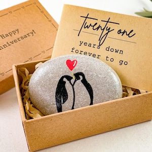 Personalized 21st anniversary gift for husband wife Penguins couple on 21st wedding anniversary 21 year wedding anniversary card for him her