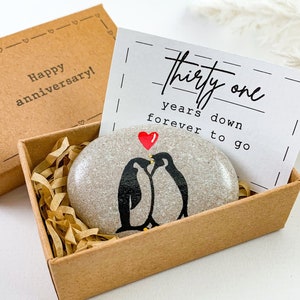 Gepersonaliseerde 31e huwelijksverjaardagcadeaus voor hem 31-jarig jubileumcadeau voor haar 31-jarig huwelijk cadeau voor man-vrouw pinguïnkaart