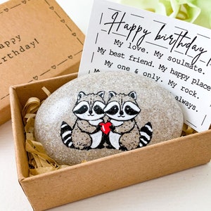 Cadeau d'anniversaire personnalisé raton laveur pour lui, petit ami de sa petite amie Petite carte d'anniversaire romantique pour mari, cadeau romantique de sa femme