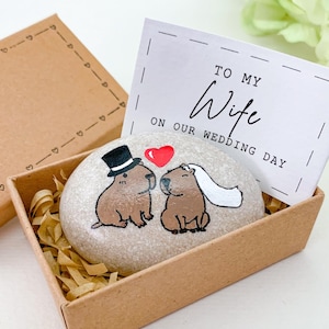 Regalo personalizado de capibara para mi esposa en el día de nuestra boda de parte de mi nuevo esposo, regalo divertido del novio a la novia, regalo especial y único para mi prometido