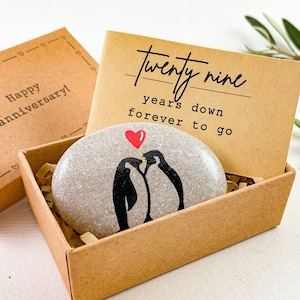 Regalo personalizado del 29 aniversario para esposo y esposa Pareja de pingüinos en el 29.° aniversario de bodas Tarjeta del 29.° aniversario de bodas para él y para ella