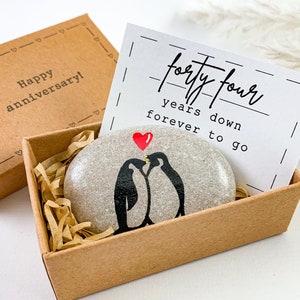 Gepersonaliseerde 44e huwelijksverjaardagcadeaus voor hem 44-jarig jubileumcadeau voor haar 44-jarig huwelijk cadeau voor man-vrouw pinguïnkaart