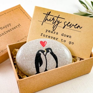 Regalo personalizado de 37 aniversario para esposo y esposa Pareja de pingüinos en el 37.° aniversario de bodas Tarjeta de 37.° aniversario de bodas para él y para ella