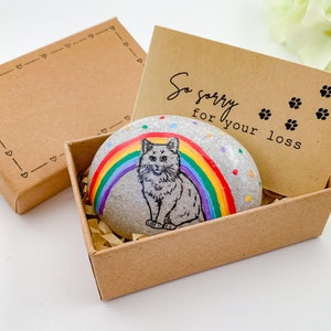 Regalo personalizzato per la perdita di un gatto angora turco, in memoria di un gatto ragdoll, biglietto di condoglianze per la perdita di un animale domestico, regalo commemorativo personalizzato per gatti con ponte arcobaleno