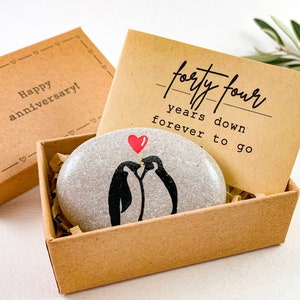 Cadeau personnalisé de 44 ans pour mari et femme Couple de pingouins pour 44 ans de mariage Carte d'anniversaire de mariage de 44 ans pour lui et elle