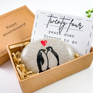Regali personalizzati per il 24° anniversario di matrimonio per lui, regalo di 24° anniversario per lei, regalo di 24° anniversario di matrimonio per marito e moglie, biglietto pinguino