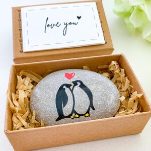 Mignons cadeaux personnalisés de Saint-Valentin pour petit ami, meilleur petit ami, petite amie, cadeaux de Saint-Valentin pour lui son romantique, couple de pingouins de carte Vday