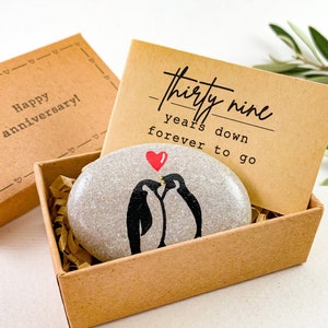 Regalo personalizado de 39 aniversario para esposo y esposa Pareja de pingüinos en el 39.° aniversario de bodas Tarjeta de 39.° aniversario de bodas para él y para ella