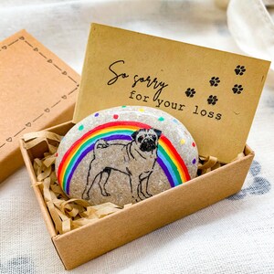 Perdita di un cane carlino Perdita di un carlino biglietto di condoglianze personalizzato Regali commemorativi per cani carlini Perdita di un cane domestico, ricordo del ponte arcobaleno di qualcuno che ha perso un carlino