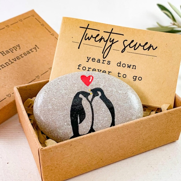 Personalisierte 27. Jahrestag Geschenk für Mann Frau Pinguine Paar am 27. Hochzeitstag 27.Jahrestag Hochzeitstag Karte für Ihn Sie