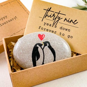 Regalo personalizado de 39 aniversario para esposo y esposa Pareja de pingüinos en su 39.° aniversario de bodas Tarjeta de 39.° aniversario de bodas para él y ella