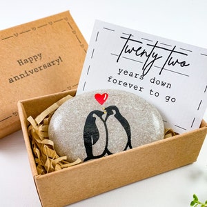 Regali personalizzati per il 22° anniversario di matrimonio per lui, regalo di 22° anniversario per lei, regalo di 22° anniversario di matrimonio per marito e moglie, biglietto pinguino