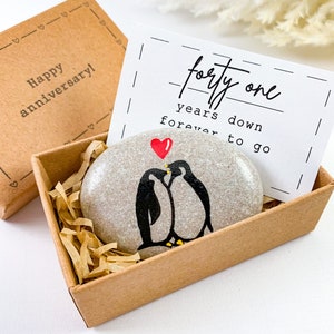 Regalo personalizzato per il 41° anniversario di matrimonio per lui e per lei, regalo per i genitori del 41° anniversario, regalo per il 41° anniversario di matrimonio per marito e moglie, biglietto pinguino