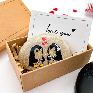 Personalized rock penguins couple gamer gift for him boyfriend husband anniversary gifts, gaming valentines day gift, geek birthday gifts