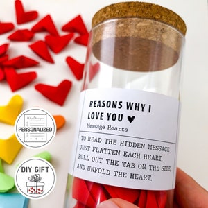PERSONALIZED DIY Kit Message in Heart Printable 3D origami hearts tutorial, Custom Love notes Do it yourself gift for him boyfriend husband