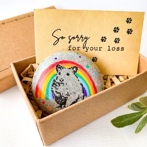 Regalo conmemorativo de hámster personalizado, tarjeta de condolencia del puente del arcoíris por la pérdida de una mascota hámster, recuerdo de un jerbo fallecido, conejillo de indias en memoria