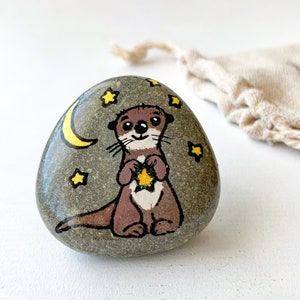 Personalized Love you to the moon and to Saturn Cute otter pebble Boyfriend Girlfriend Gift, Long Distance Gift, 1st dating Anniversary Gift image 1