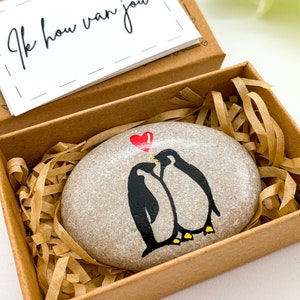 Biglietto d'auguri olandese personalizzato Ik hou van jou Ti amo, regalo di anniversario olandese per lui, fidanzato, marito, fidanzata, moglie, regalo di compleanno, pinguino