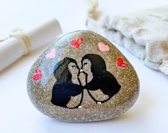 Cute Girl pocket Penguin pebble Rock Stone You are my Penguin Gift Boyfriend Girlfriend Small gift for him Love pebble Anniversary