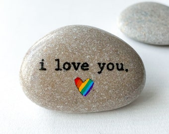 Ich liebe dich, Kieselsteinfelsen, lesbisch, schwul, LGBTQ-Geschenkidee für Freundin, Ehefrau, Freund, Frau, Paar, Freundin, Teenager, Jahrestag, sentimentale Distanz