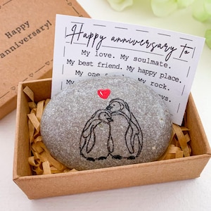 Regalo personalizado de aniversario de 1.er año para novio, regalo de aniversario de 1.er año para él, regalo de noviazgo de un año para novio, regalo de pareja de pingüinos