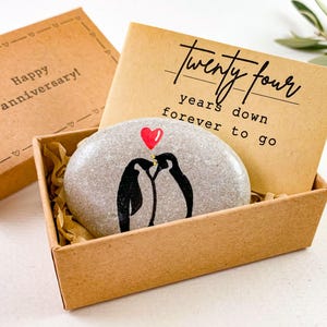 Regalo personalizado de 24 aniversario para esposo y esposa Pareja de pingüinos en el 24.º aniversario de bodas Tarjeta de aniversario de bodas de 24 años para él y ella
