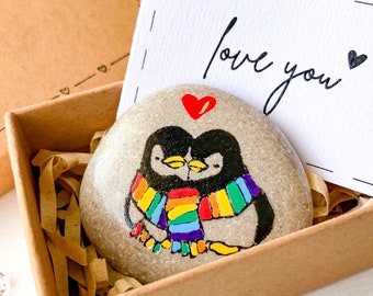 Cadeau lesbien pour la Saint-Valentin Pingouin LGBT Gay Cadeau de mariage lesbien pour petite amie Partenaires pingouin mignons Cadeaux gay drôles Cadeaux d'anniversaire de couple