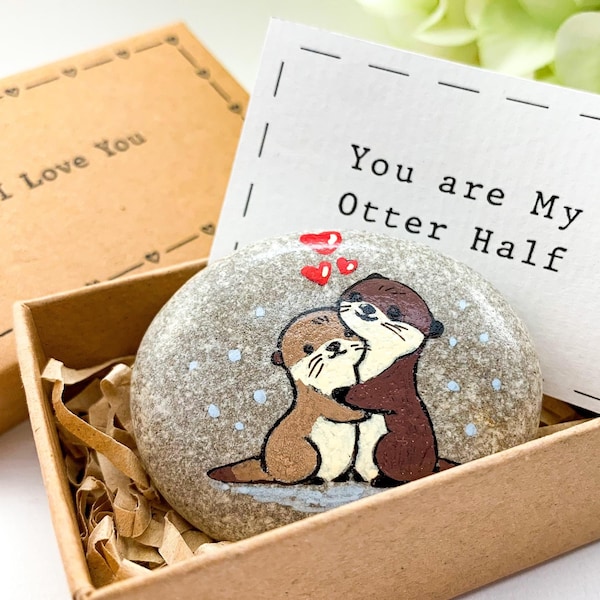 Personalized Otter pebble stone Romantic gift him, Significant otter Meaningful boyfriend present funny Cute husband gift for couples her