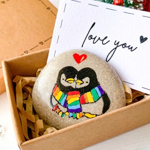 Lesbian Valentine gift LGBT Gay penguin Lesbian wedding gift for girlfriend Cute penguin partners Funny gay gifts Couple Anniversary gifts image 1