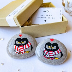 Gepersonaliseerde 2 pinguïns zijn geweldig cadeau 1-jarig jubileum voor vriend 1e verjaardag cadeaus voor hem Verjaardagskaart vriendin