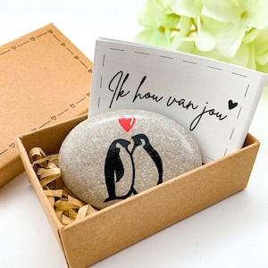 Biglietto d'auguri olandese personalizzato Ik hou van jou Ti amo, regalo di anniversario olandese per lui, fidanzato, marito, fidanzata, moglie, regalo di compleanno, pinguino
