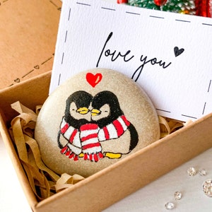 Regali di Natale personalizzati e carini a forma di pinguino per fidanzata, fidanzato, marito e moglie, regali "ti amo" per lei e lui, biglietto di Natale romantico e unico