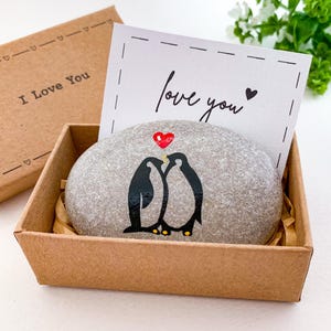 Personalized penguin pebble rock Penguin gift for wife from husband Romantic gifts for her women Unique gifts to girlfriend from boyfriend