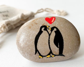 Tu es mon cadeau pingouin | galet d'amour de pingouin | Art pingouin pour petit ami, petite amie, mari, femme, petit cadeau romantique unique