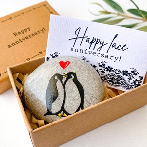 Regalo personalizzato per il 13° anniversario di matrimonio a forma di pinguino, per lui e per lei, biglietto per il 13° anniversario con pizzo per marito e moglie, regalo tradizionale per il 13° anniversario
