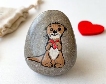 Personalisierter Otter-Kieselstein, romantisches Geschenk für ihn, bedeutender Otter, bedeutungsvolles Freundgeschenk, lustiges süßes Ehemanngeschenk für Paare, sie