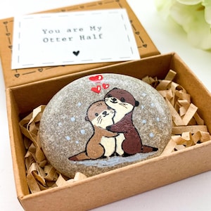 Personalized otter rock Valentines day gift for her unique Valentines gift for him Valentine card long distance relations couple gift Vday