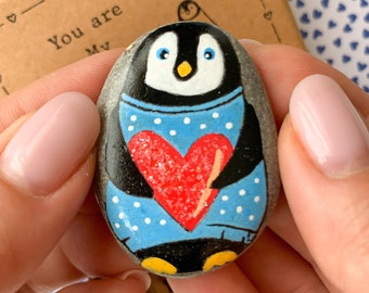 Cute little penguin gifts for kids, Pocket penguin hug stone, Funny daughter, son just because gift, grandson granddaughter miss you present