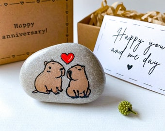 Gepersonaliseerd capibara-cadeau voor vriendin-vriend langeafstandsrelatie, eenjarig jubileumcadeau, 6-jarig jubileumcadeau voor haar hem