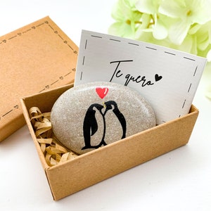 Cartão espanhol personalizado te quero te amo eu te amo, presente de aniversário para ele, namorado, marido, namorada, esposa, presente de aniversário, pinguim