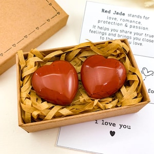 Red jade hearts 1st Anniversary gift for him One year dating anniversary boyfriend gift Penguin pebble First wedding anniversary husband