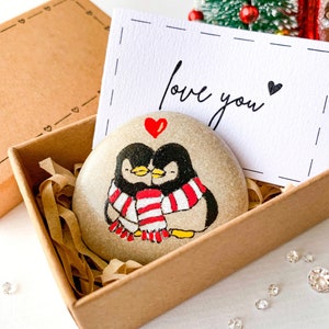 Kissing penguins pebble | Be my penguin | Love penguin gift | Penguin mate for life
